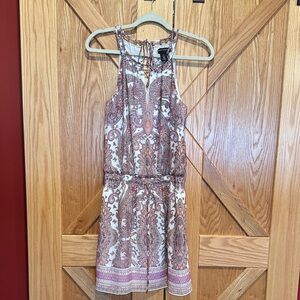 Chic Paisley Mini Dress - Cream, Peach, Pink